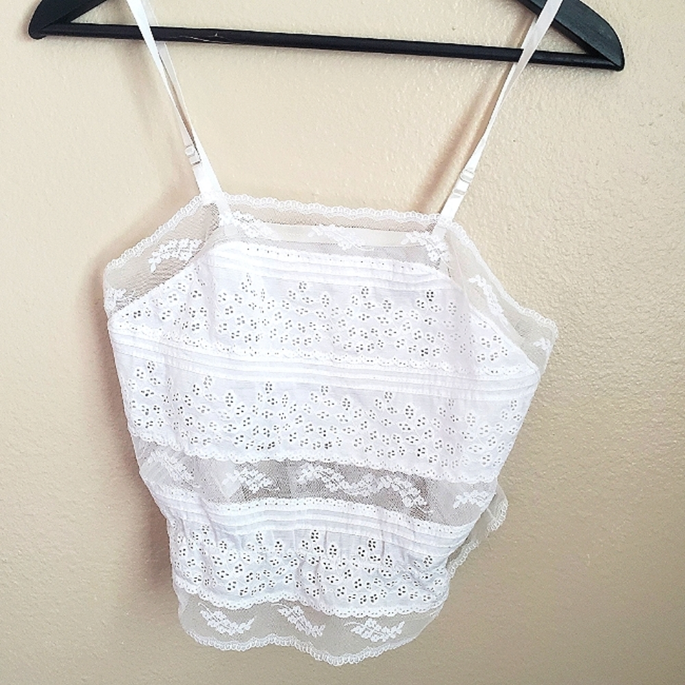 Vintage White Henson Kickernick  Lace Nylon Camisole Size 34